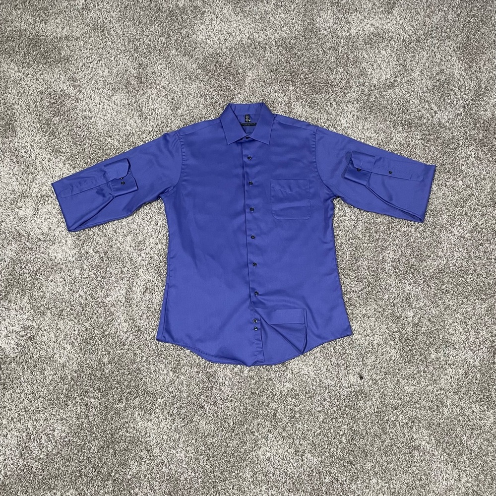 Geoffery Beene fitted deep purple dress button up